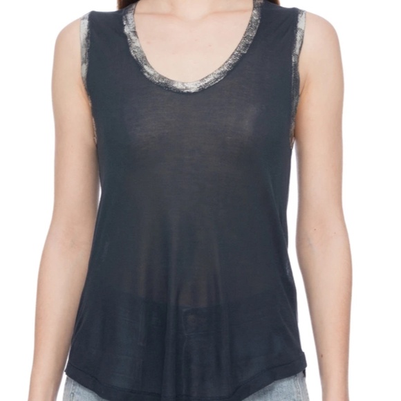 Zadig & Voltaire Tam Silver Foil Trimmed Tank - Size M - Picture 1 of 10